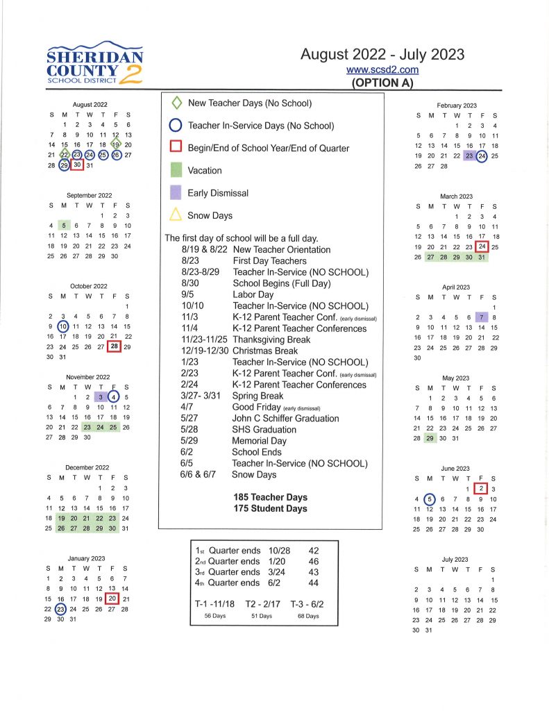 20222023 School Calendar Please Vote Sheridan County School District 2